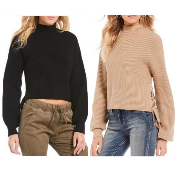 Anthropologie Sweaters - Monk Neck Lace Up Side Black Sweater